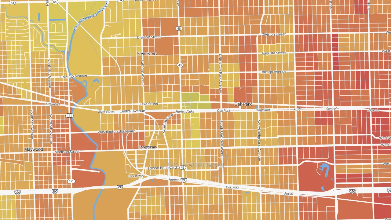 Samuel A Rothermel, Oak Park, IL Map of Murder Rates