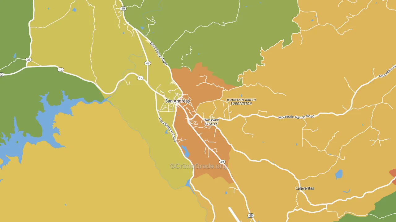 San Andreas, CA Map of Murder Rates
