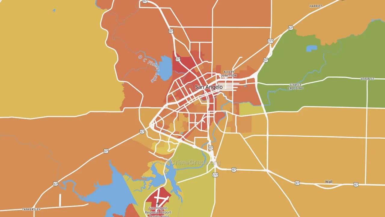 San Angelo, TX Map of Murder Rates