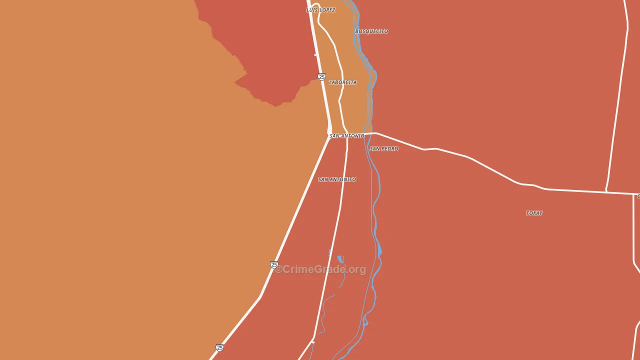 San Antonio, NM Map of Murder Rates