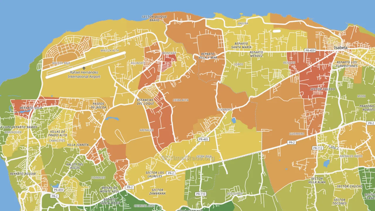 San Antonio, PR Map of Murder Rates