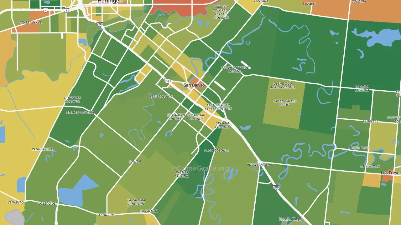 San Benito, TX Map of Murder Rates