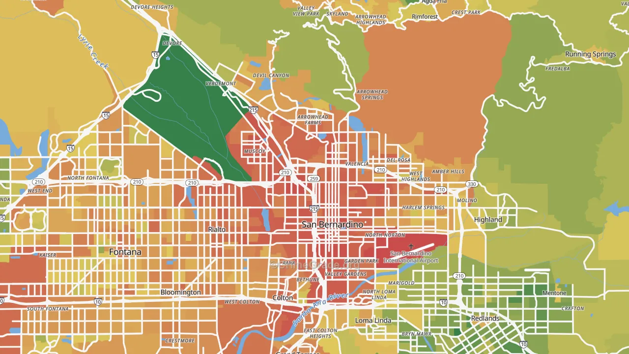 San Bernardino, CA Map of Murder Rates