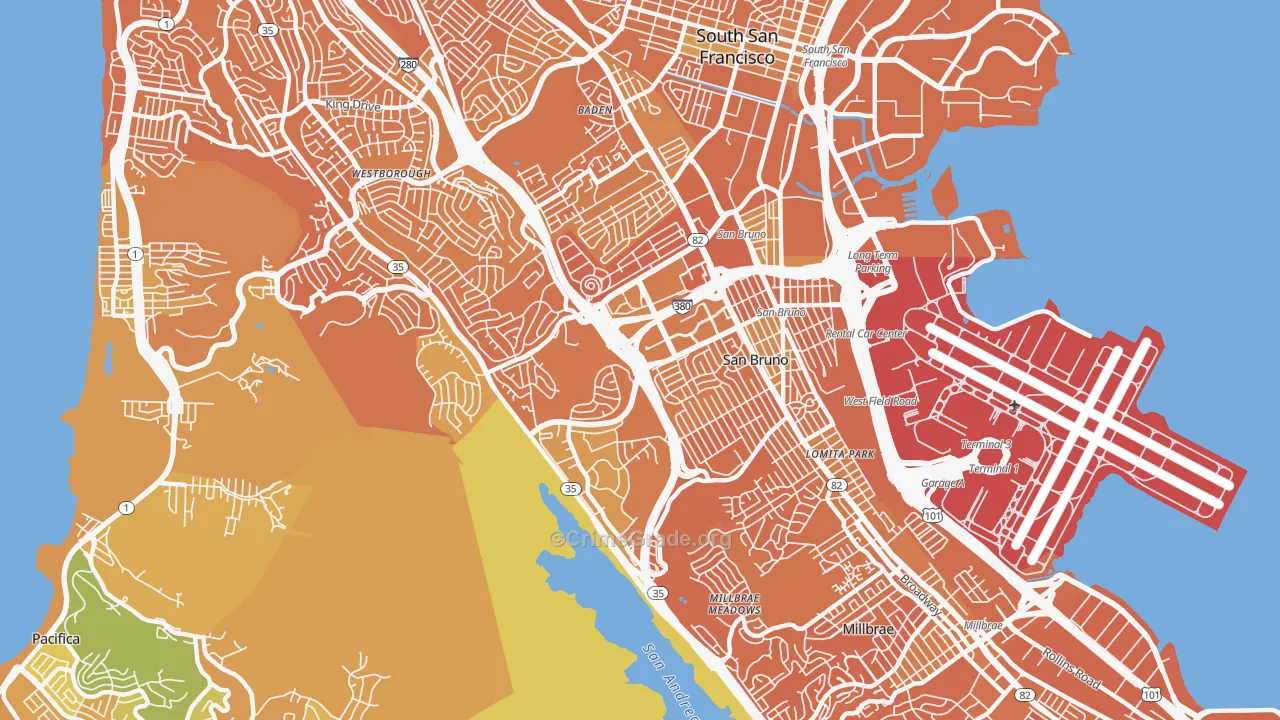San Bruno, CA Map of Murder Rates