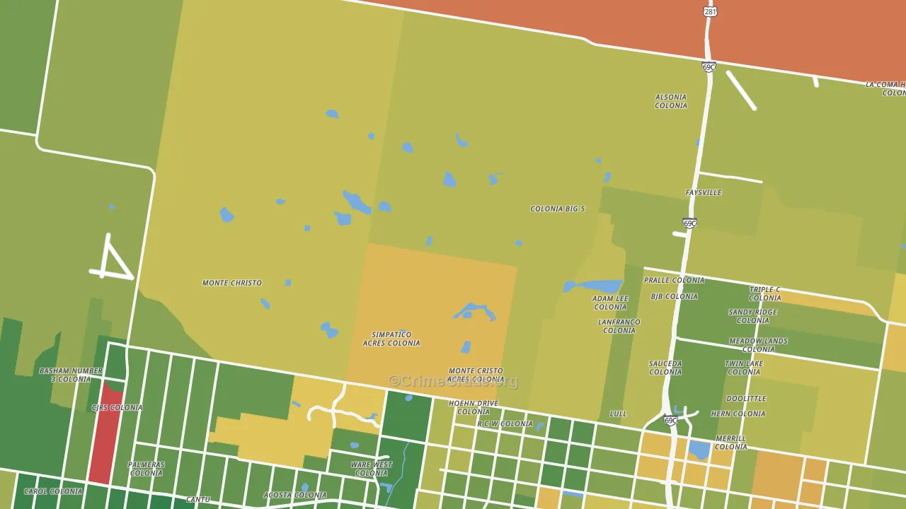 San Carlos, TX Map of Murder Rates