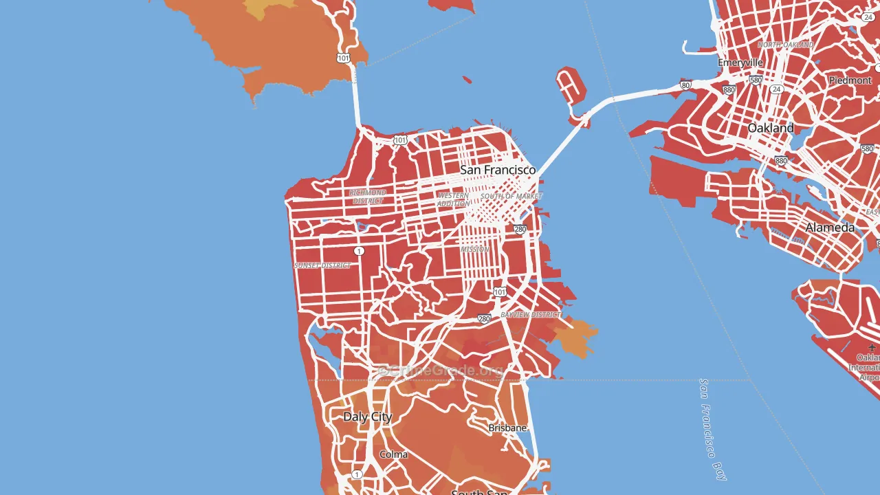 San Francisco County, CA Map of Murder Rates