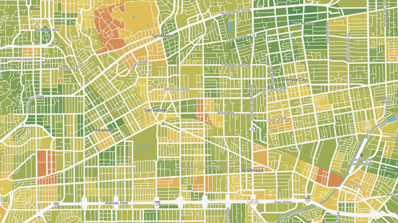 San Gabriel, CA Map of Murder Rates