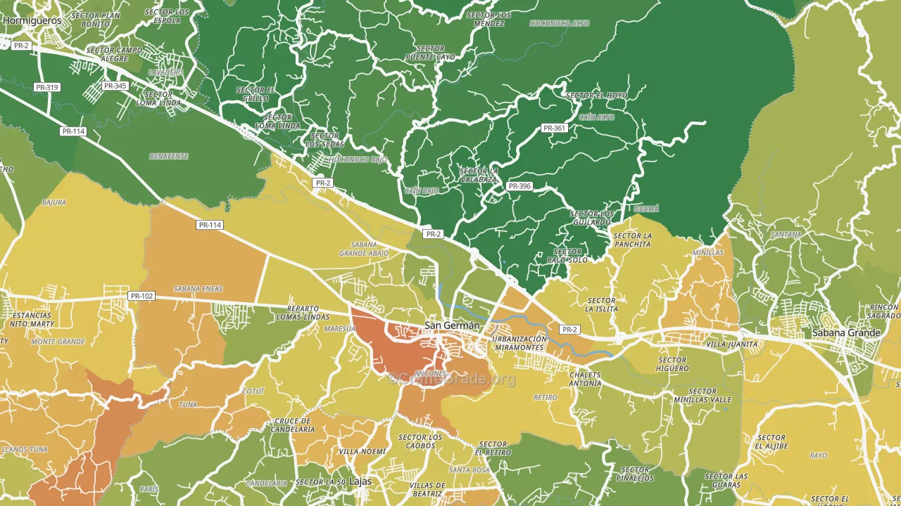 San German Municipio, PR Map of Murder Rates