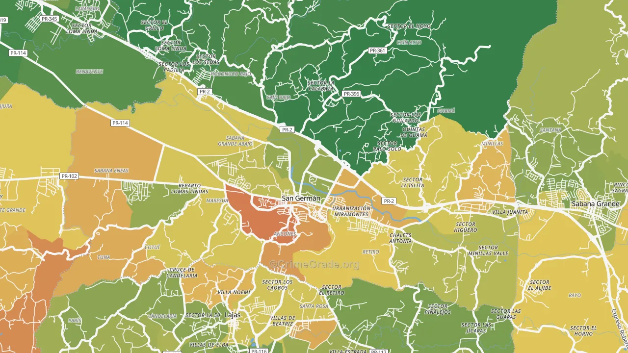 San German, PR Map of Murder Rates