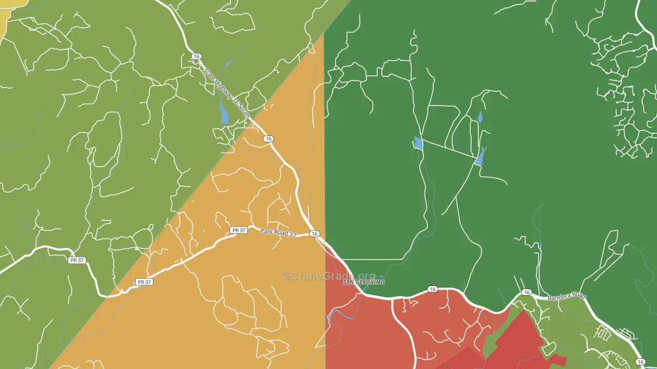 San Geronimo, TX Map of Murder Rates
