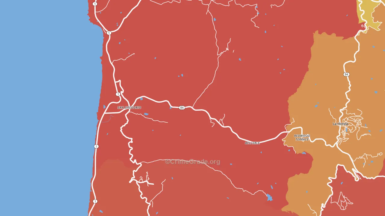 San Gregorio, CA Map of Murder Rates