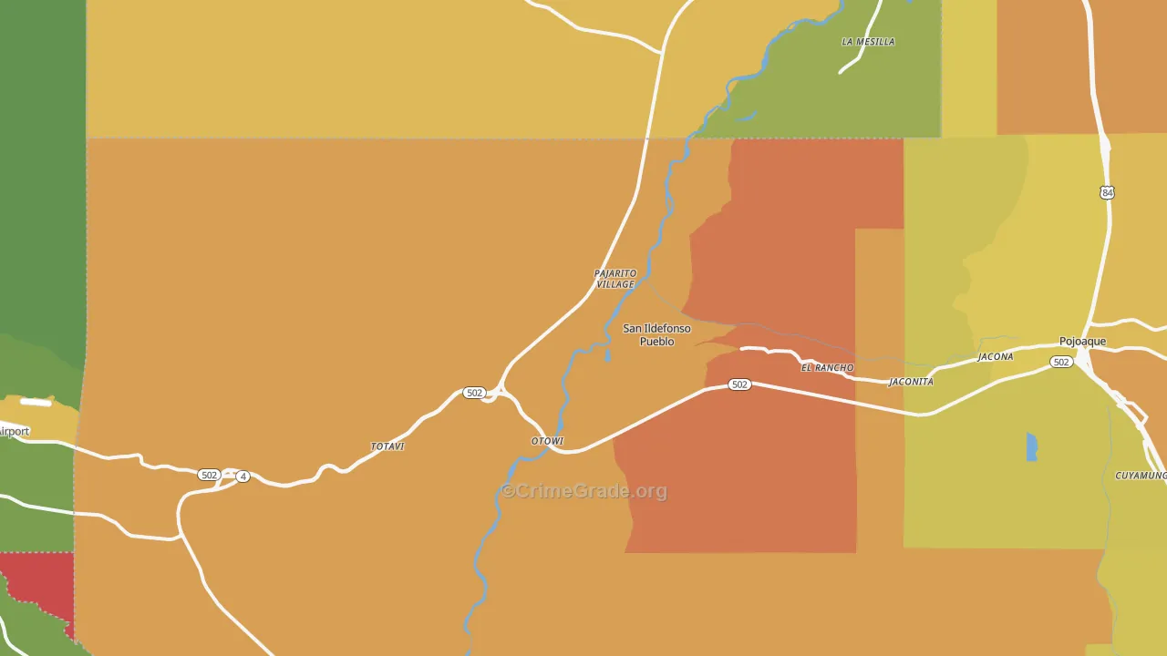 San Ildefonso Pueblo, NM Map of Murder Rates
