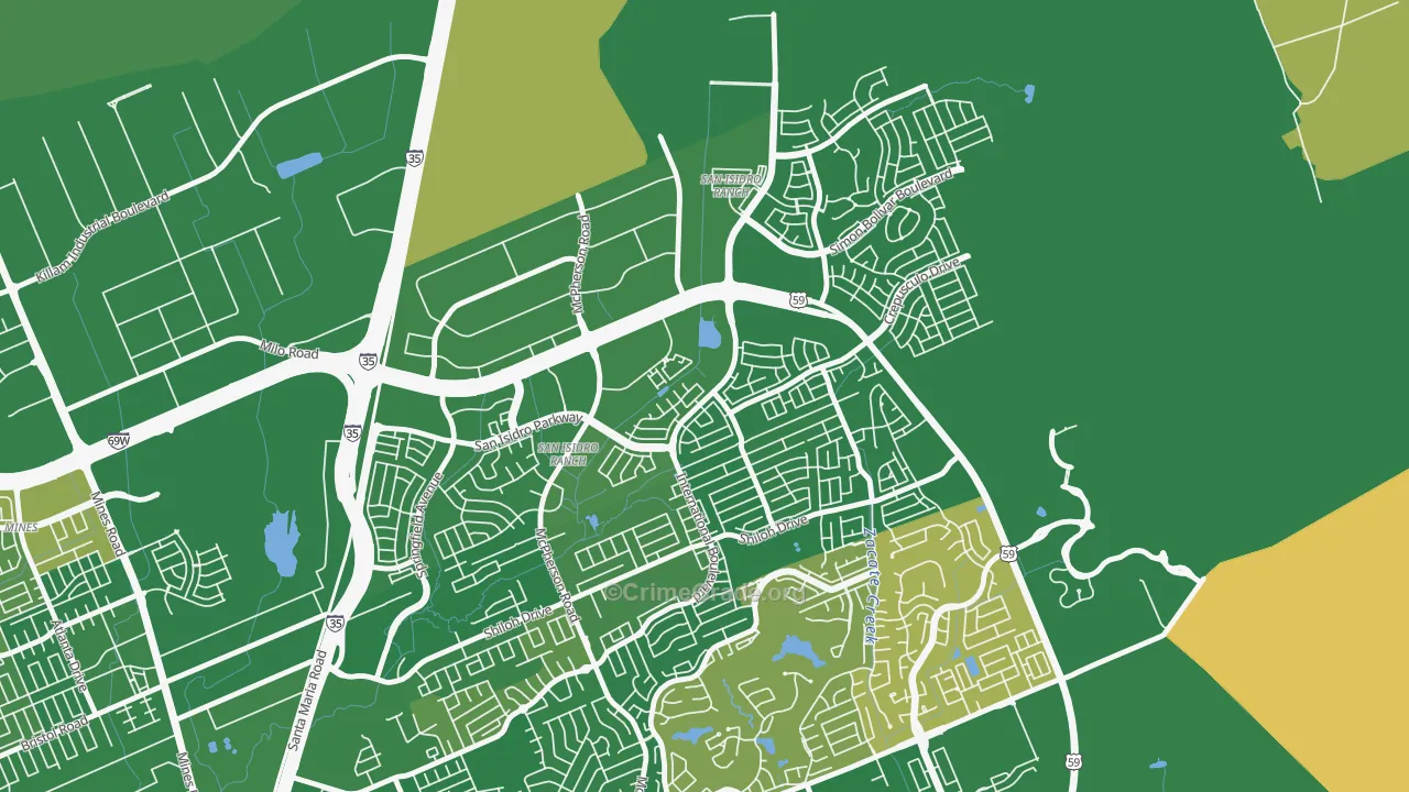 San Isidro, Laredo, TX Map of Murder Rates