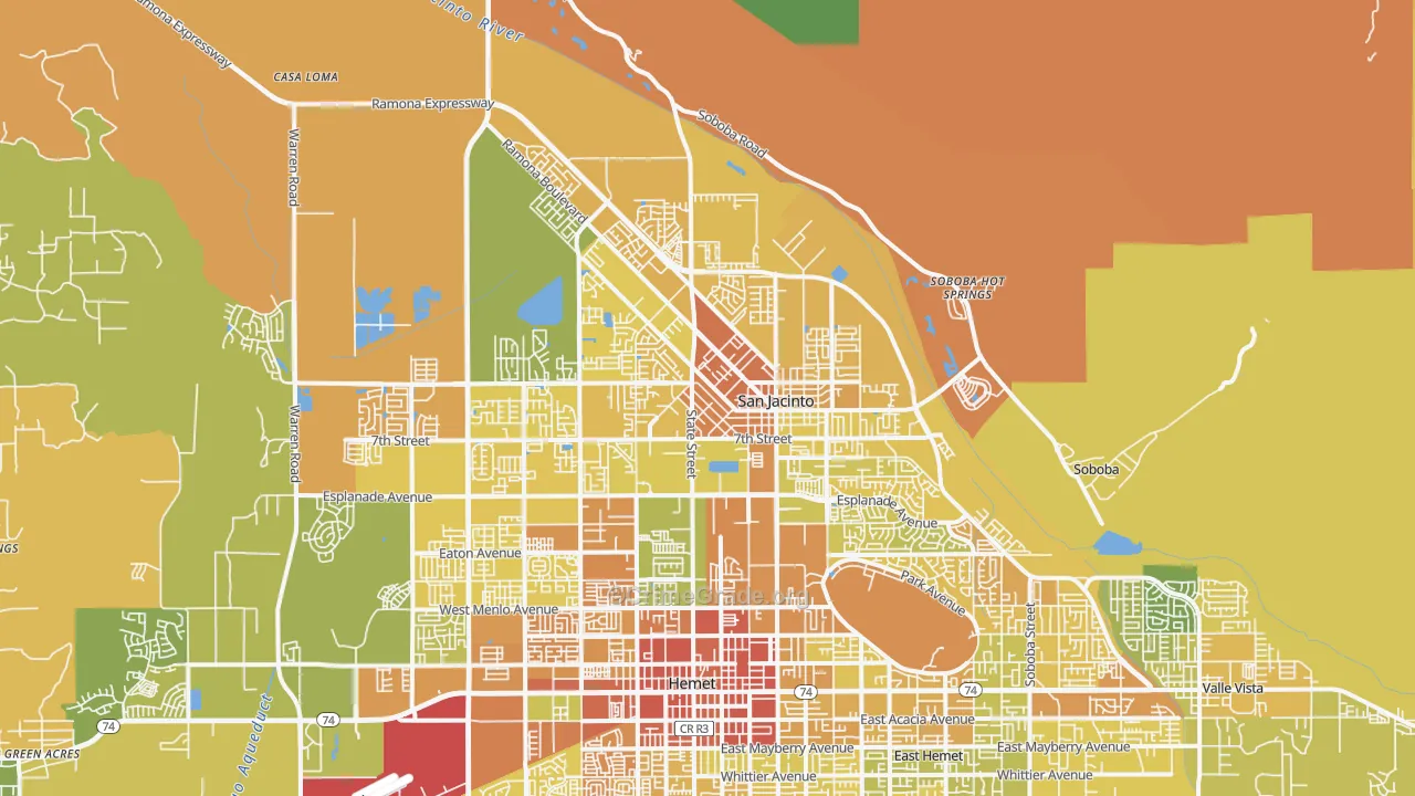 San Jacinto, CA Map of Murder Rates