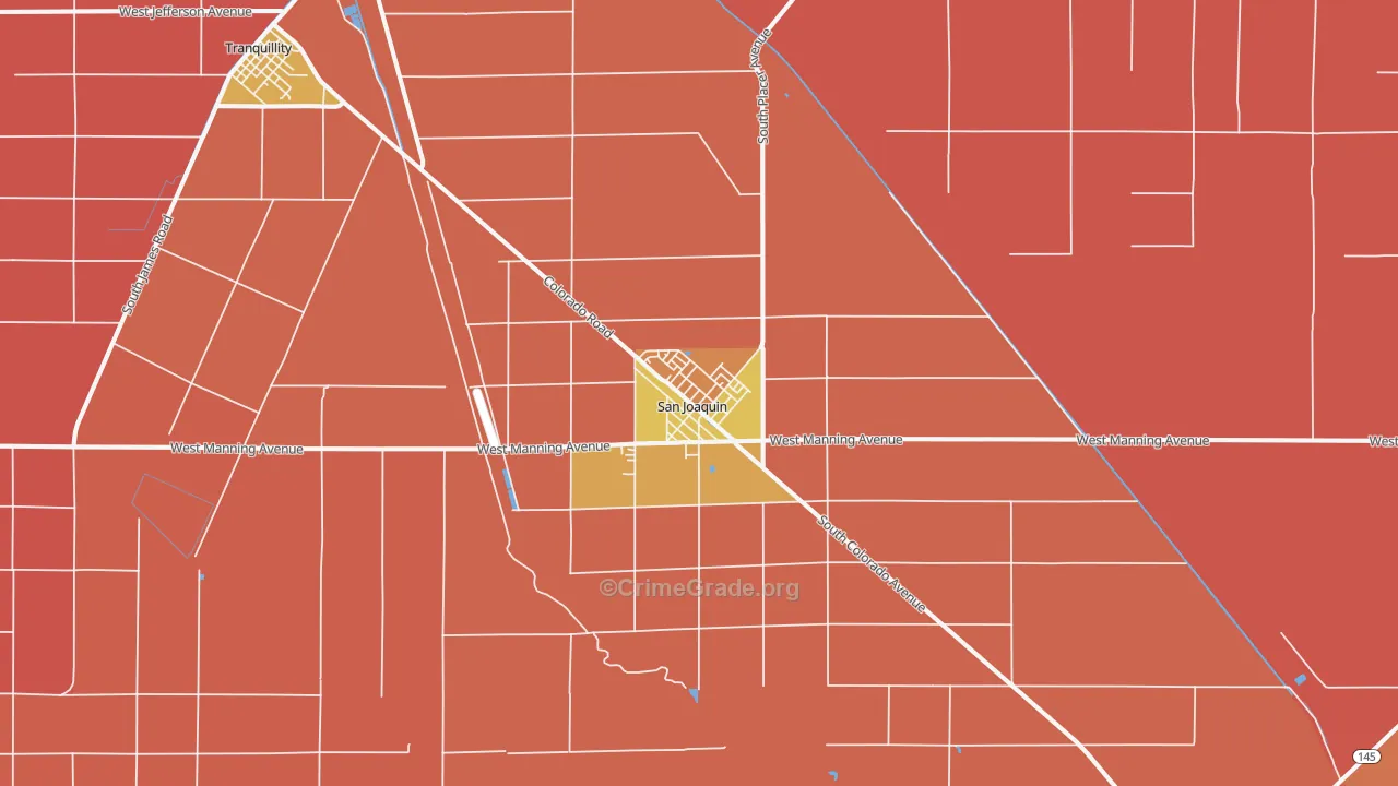 San Joaquin, CA Map of Murder Rates