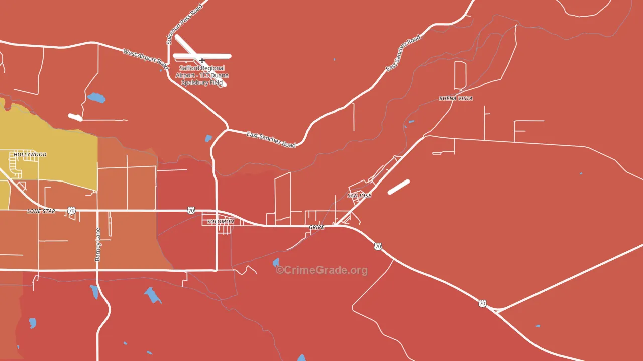 San Jose, AZ Map of Murder Rates