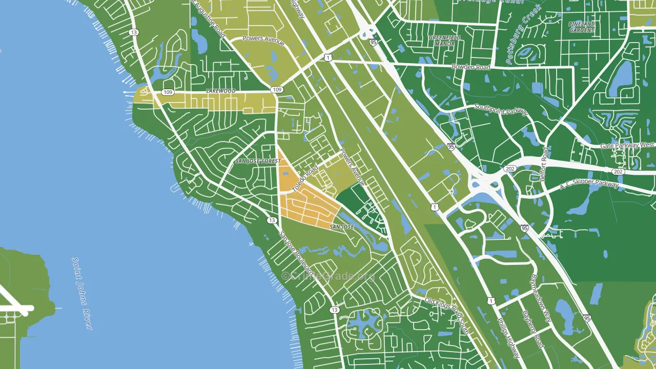 San Jose, Jacksonville, FL Map of Murder Rates