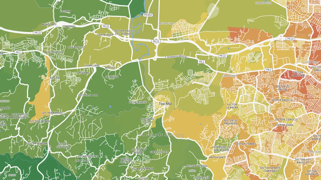 San Jose, PR Map of Murder Rates