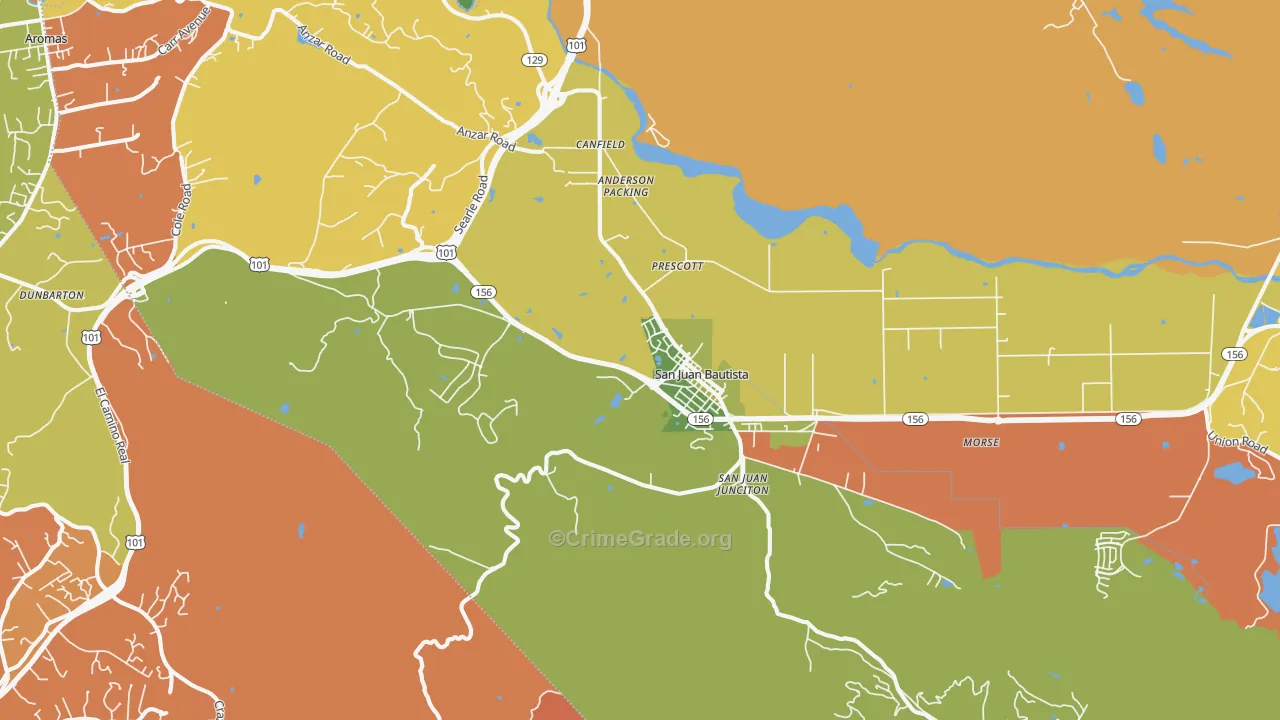 San Juan Bautista, CA Map of Murder Rates