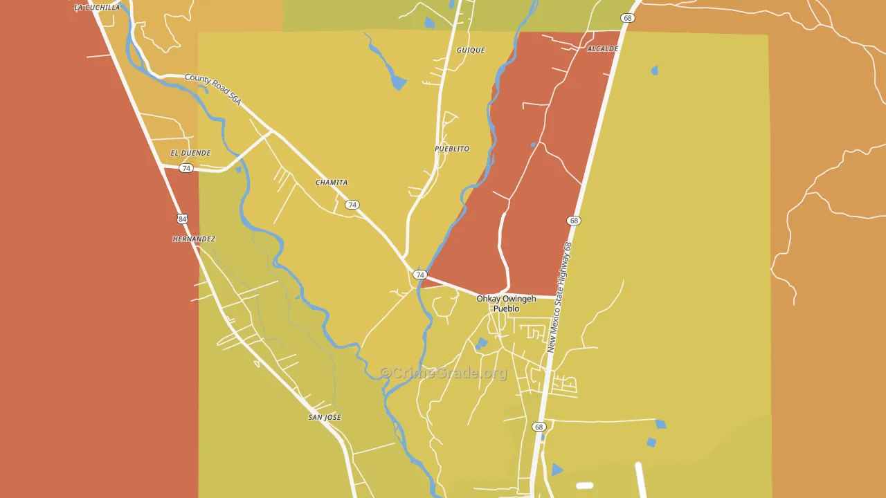 San Juan Pueblo, NM Map of Murder Rates