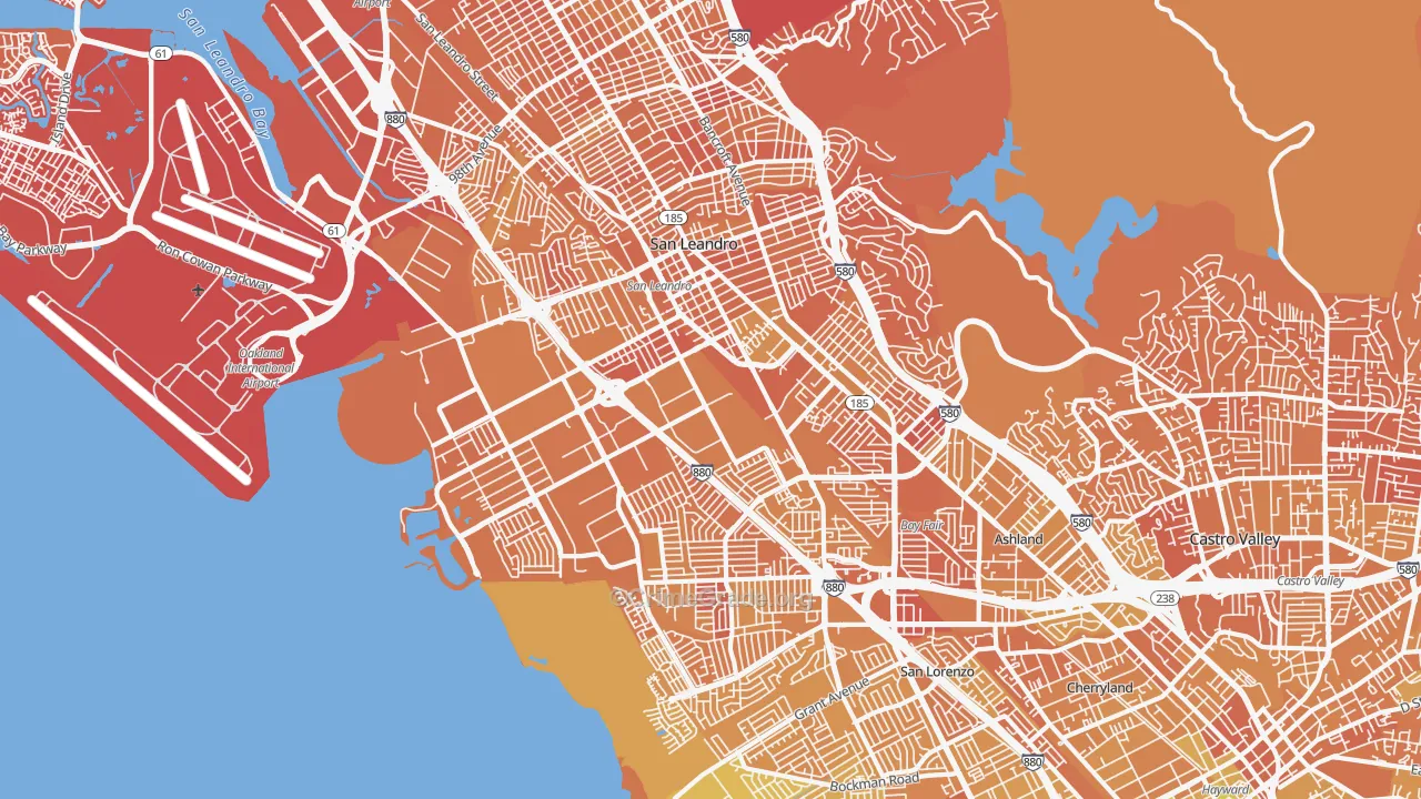 San Leandro, CA Map of Murder Rates