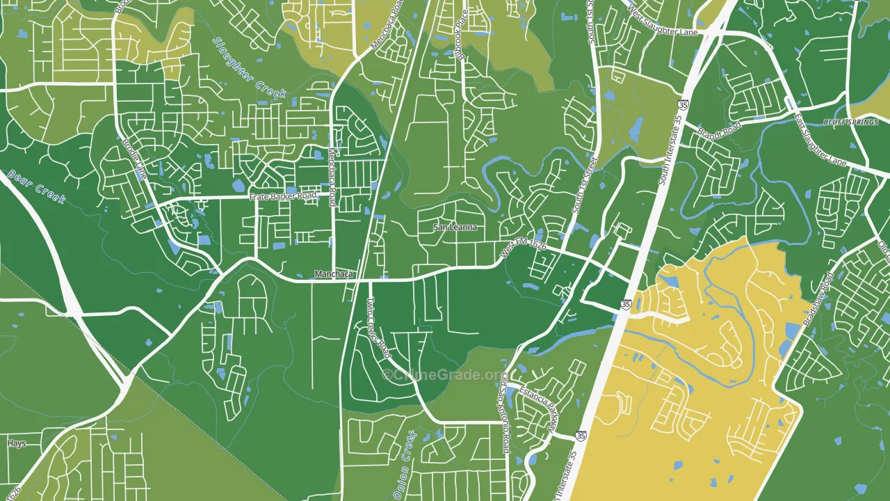 San Leanna, TX Map of Murder Rates