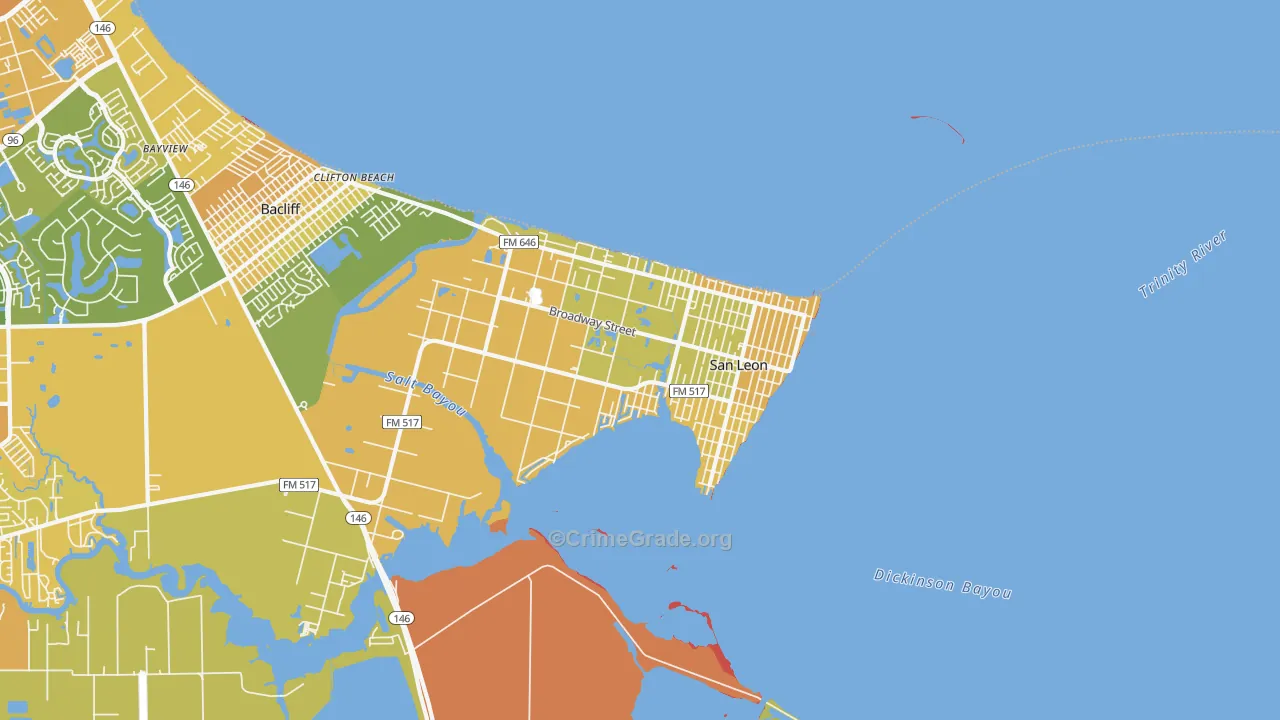 San Leon, TX Map of Murder Rates