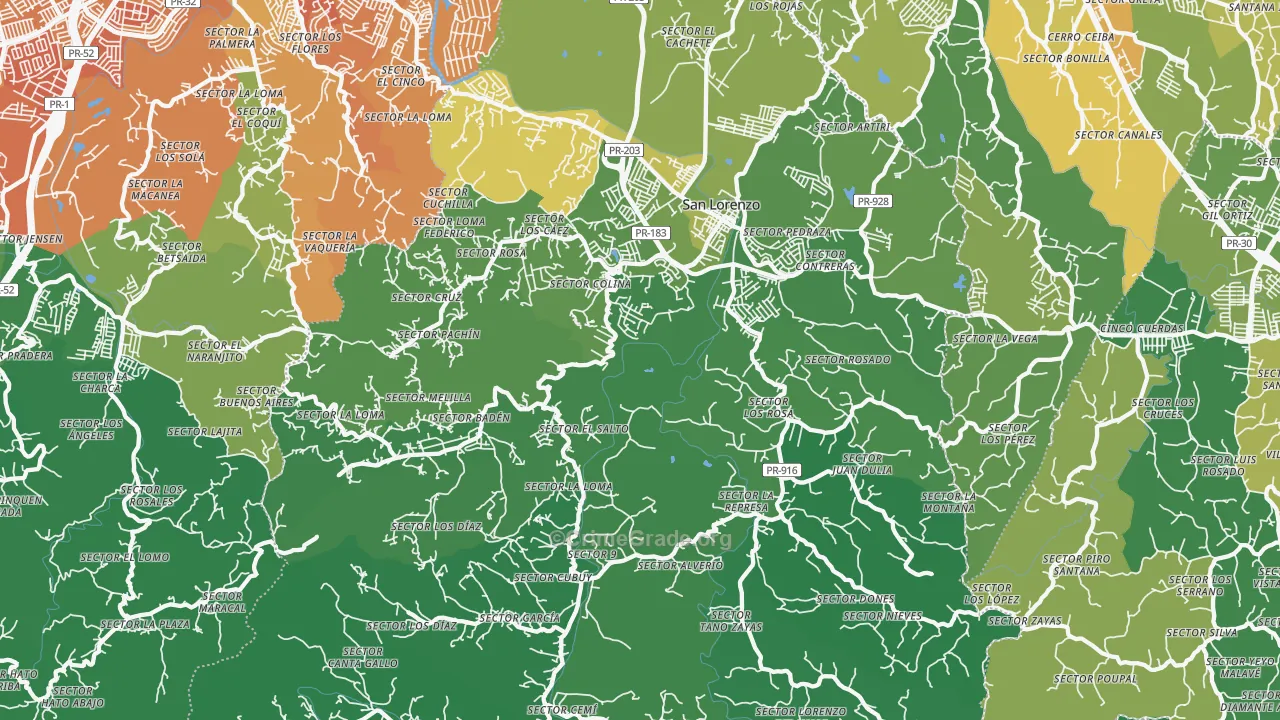 San Lorenzo Municipio, PR Map of Murder Rates