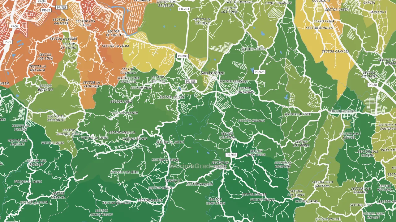 San Lorenzo, PR Map of Murder Rates