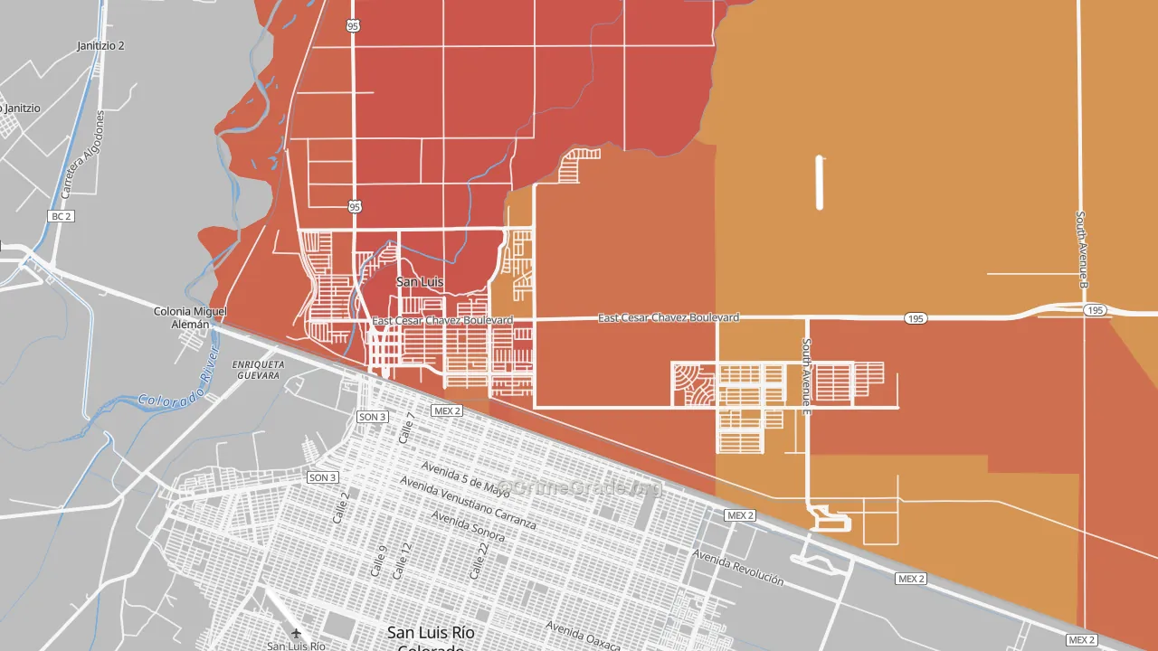 San Luis, AZ Map of Murder Rates