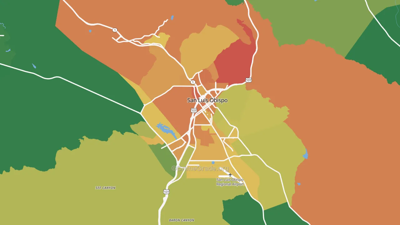 San Luis Obispo, CA Map of Murder Rates