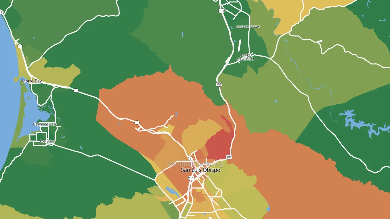 San Luis Obispo County, CA Map of Murder Rates