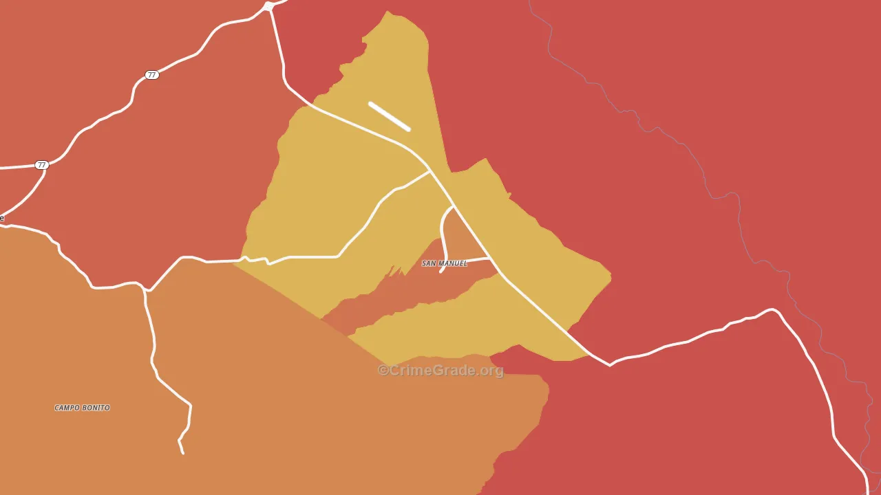 San Manuel, AZ Map of Murder Rates