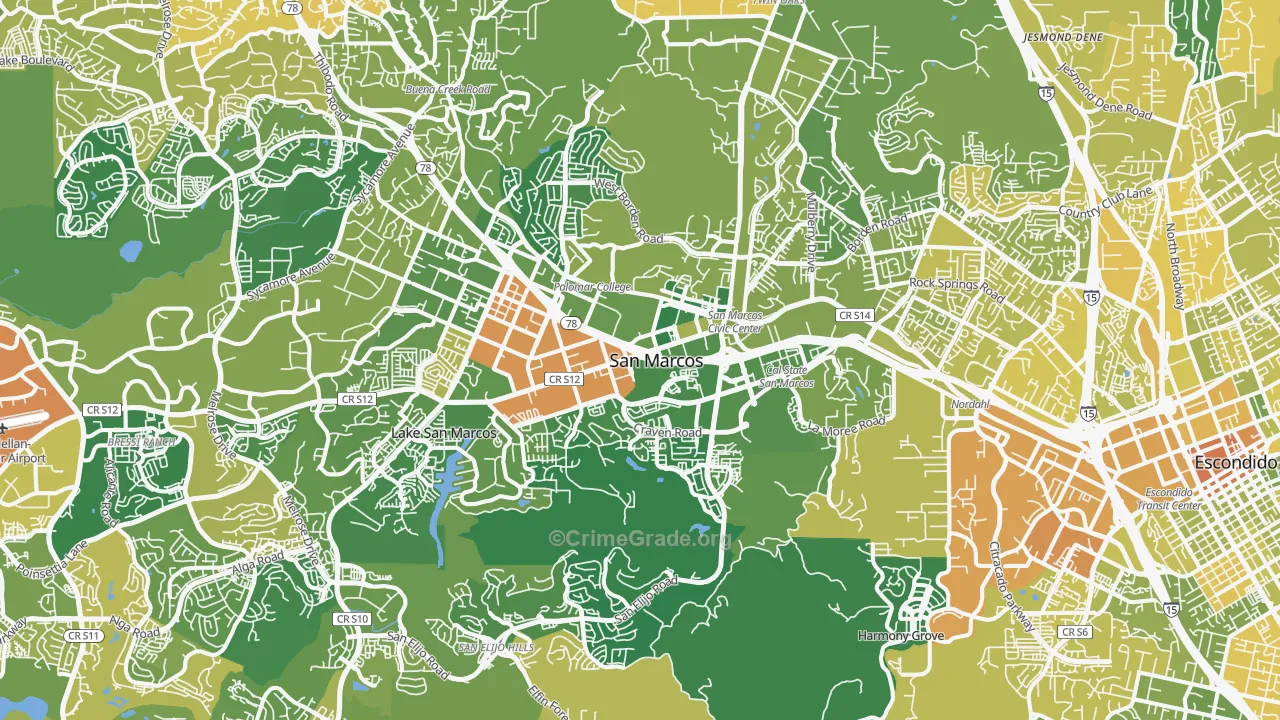 San Marcos, CA Map of Murder Rates