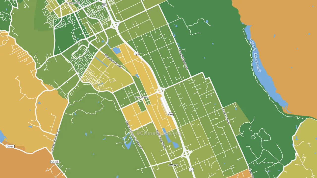 San Martin, CA Map of Murder Rates