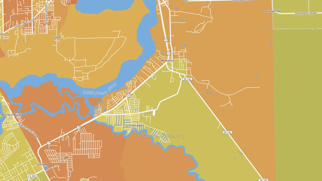 San Mateo, FL Map of Murder Rates