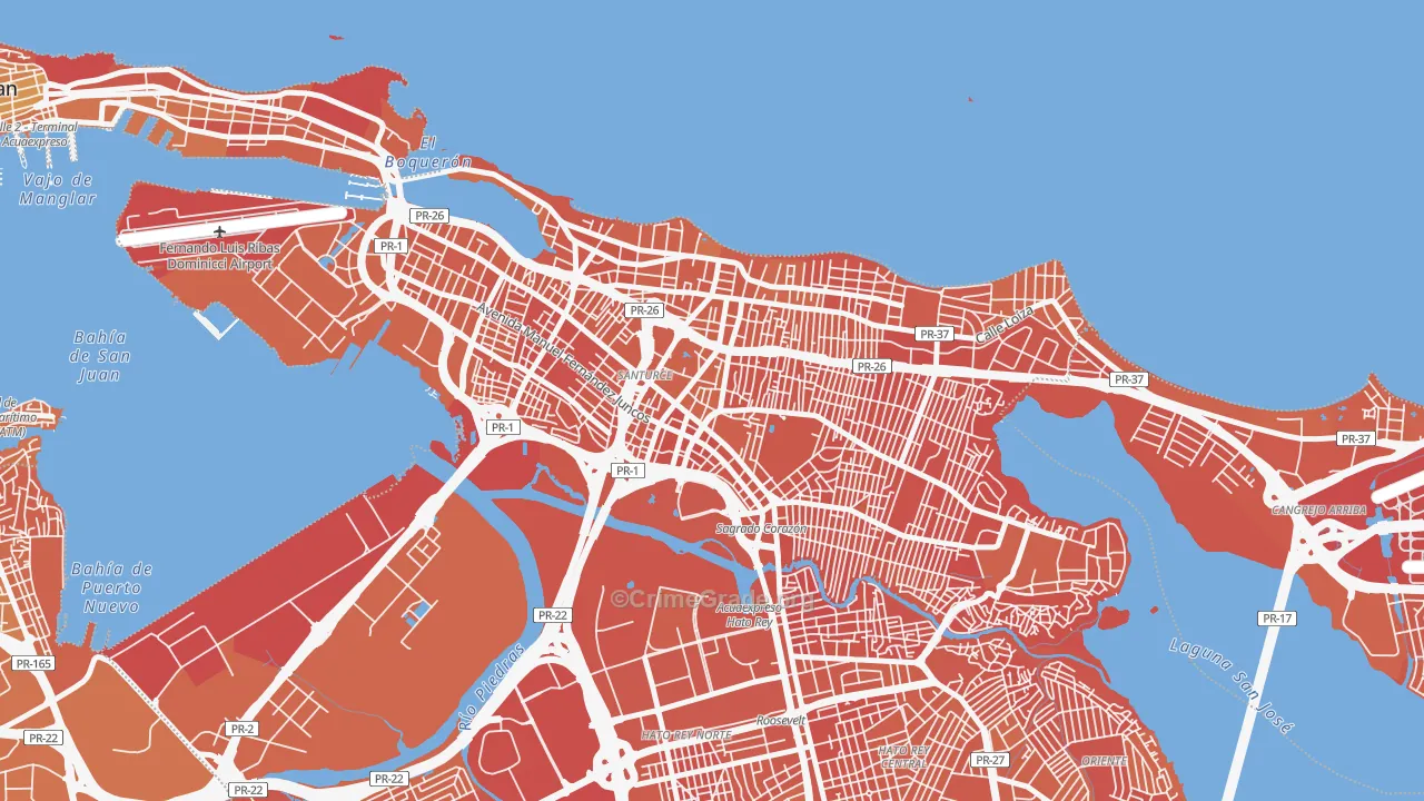 San Mateo, San Juan, PR Map of Murder Rates