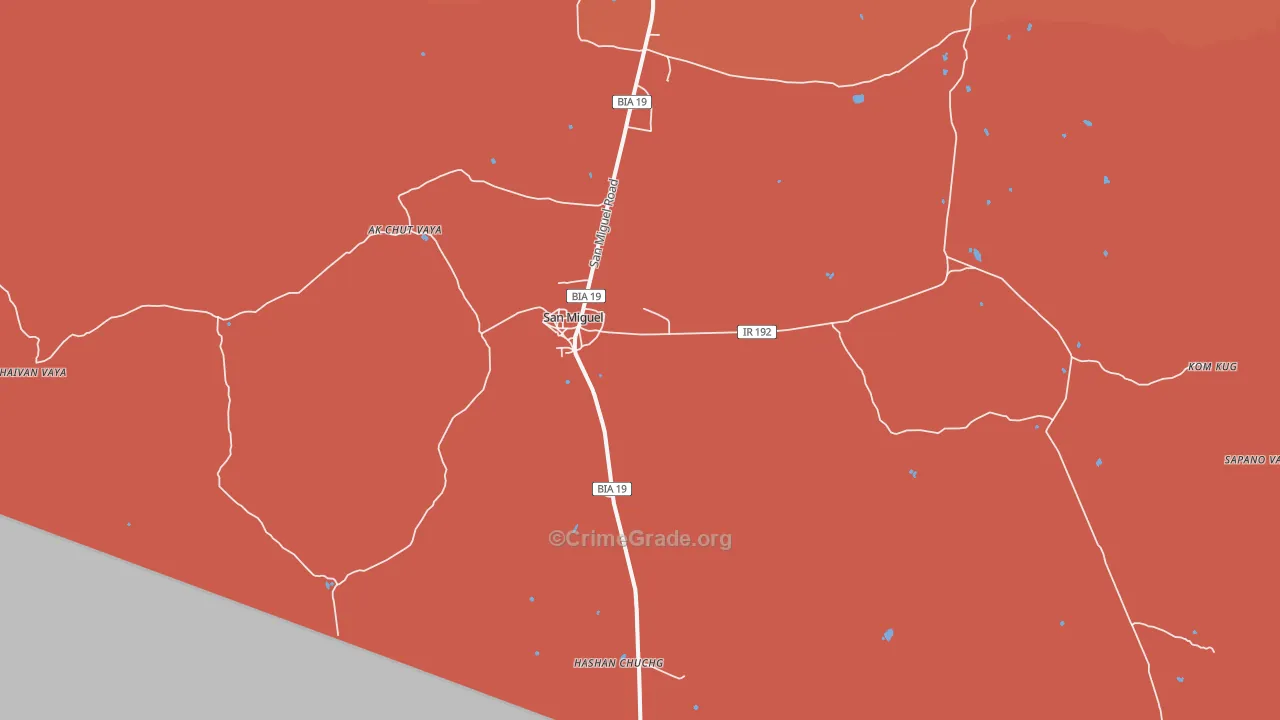San Miguel, AZ Map of Murder Rates