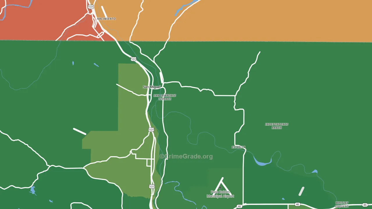 San Miguel, CA Map of Murder Rates
