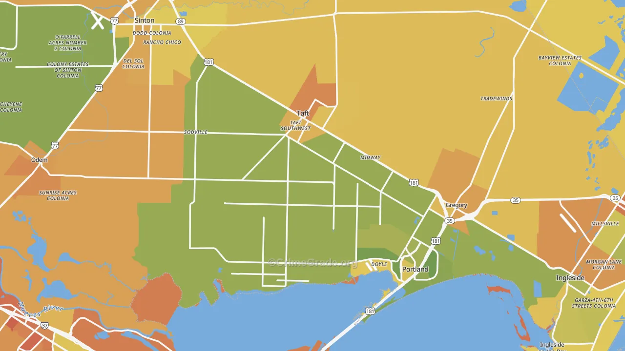 San Patricio County, TX Map of Murder Rates