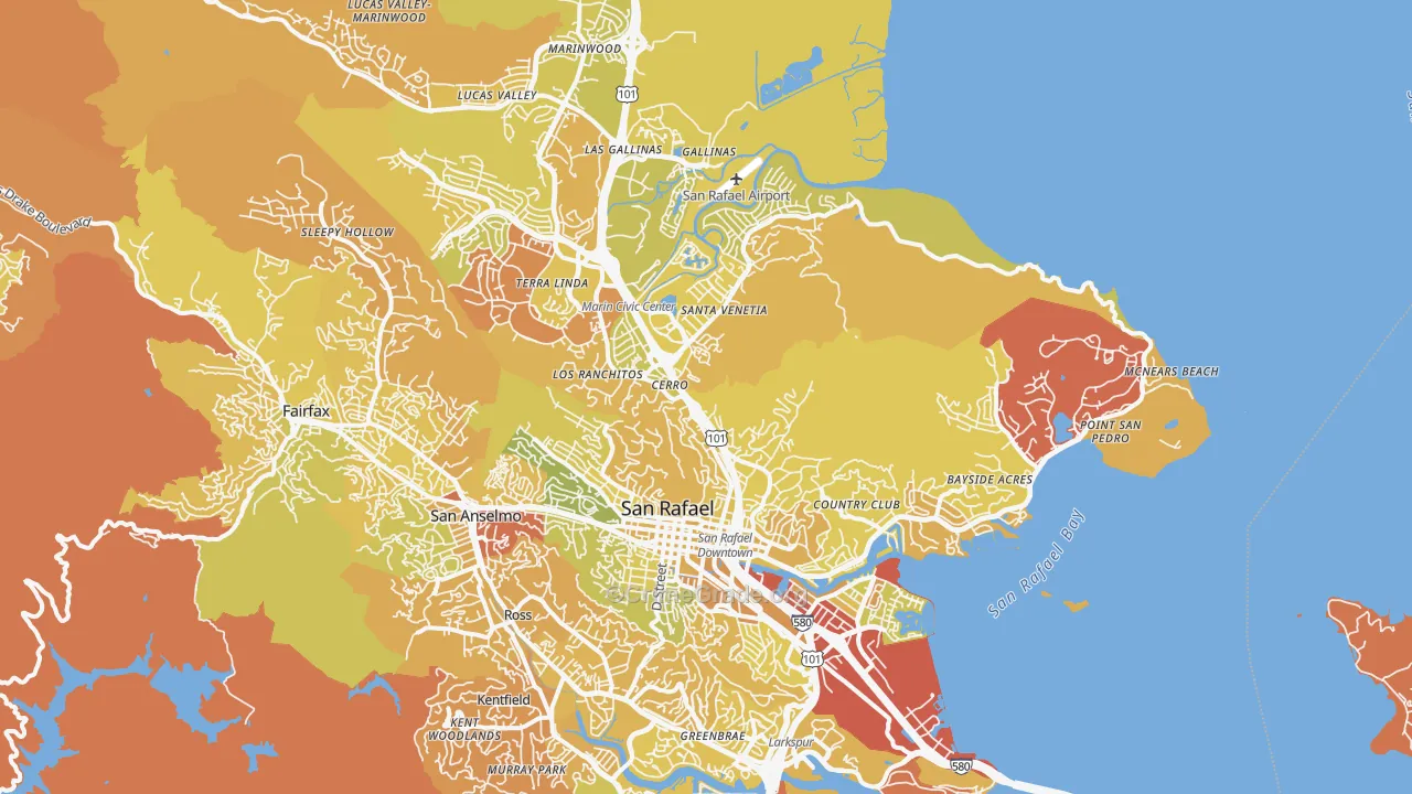 San Rafael, CA Map of Murder Rates