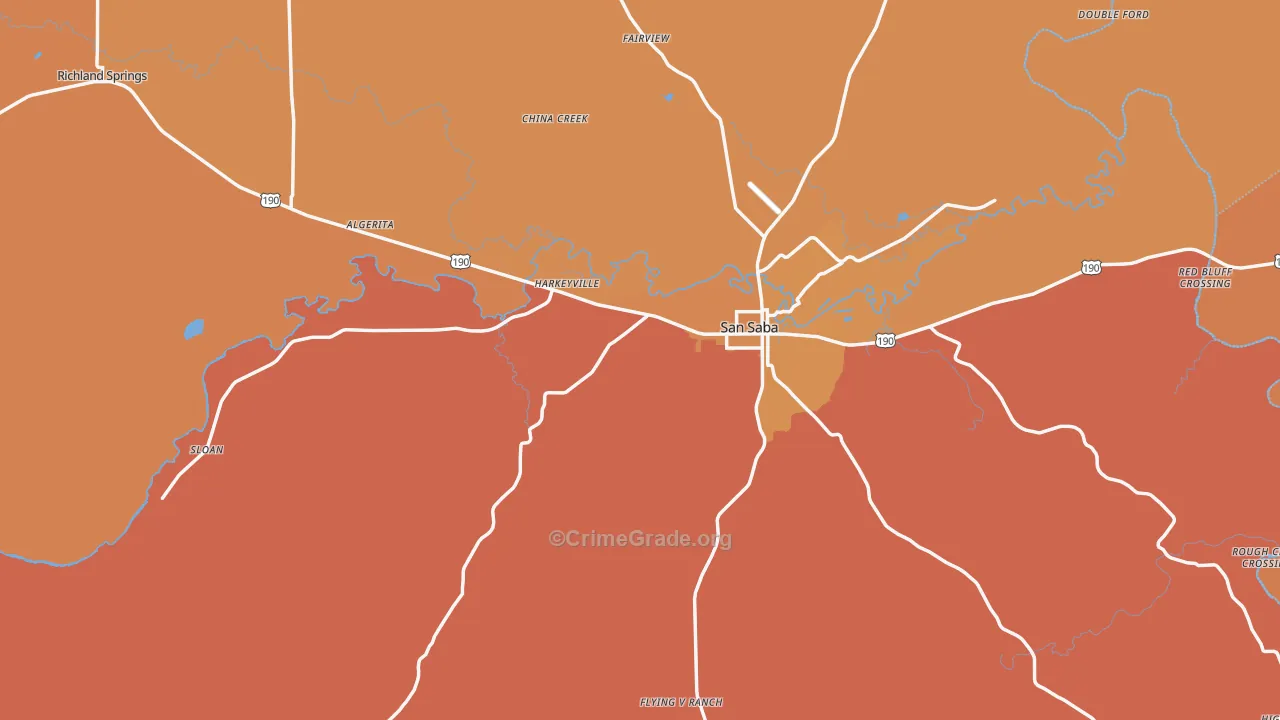 San Saba County, TX Map of Murder Rates