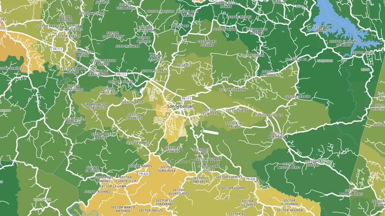 San Sebastian, PR Map of Murder Rates
