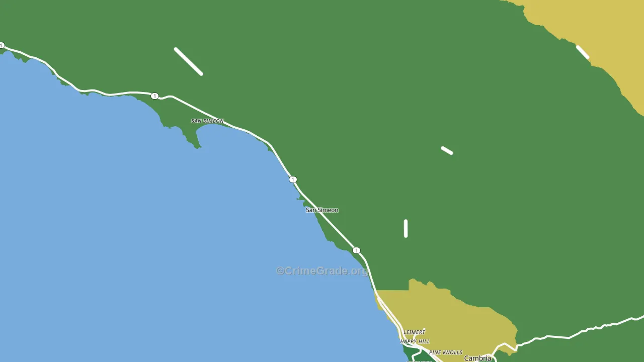 San Simeon, CA Map of Murder Rates