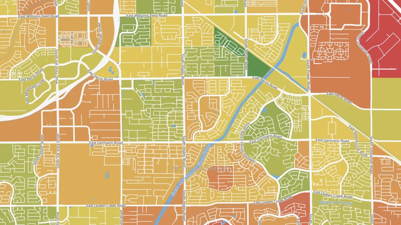 San Tan Ranch, Gilbert, AZ Map of Murder Rates