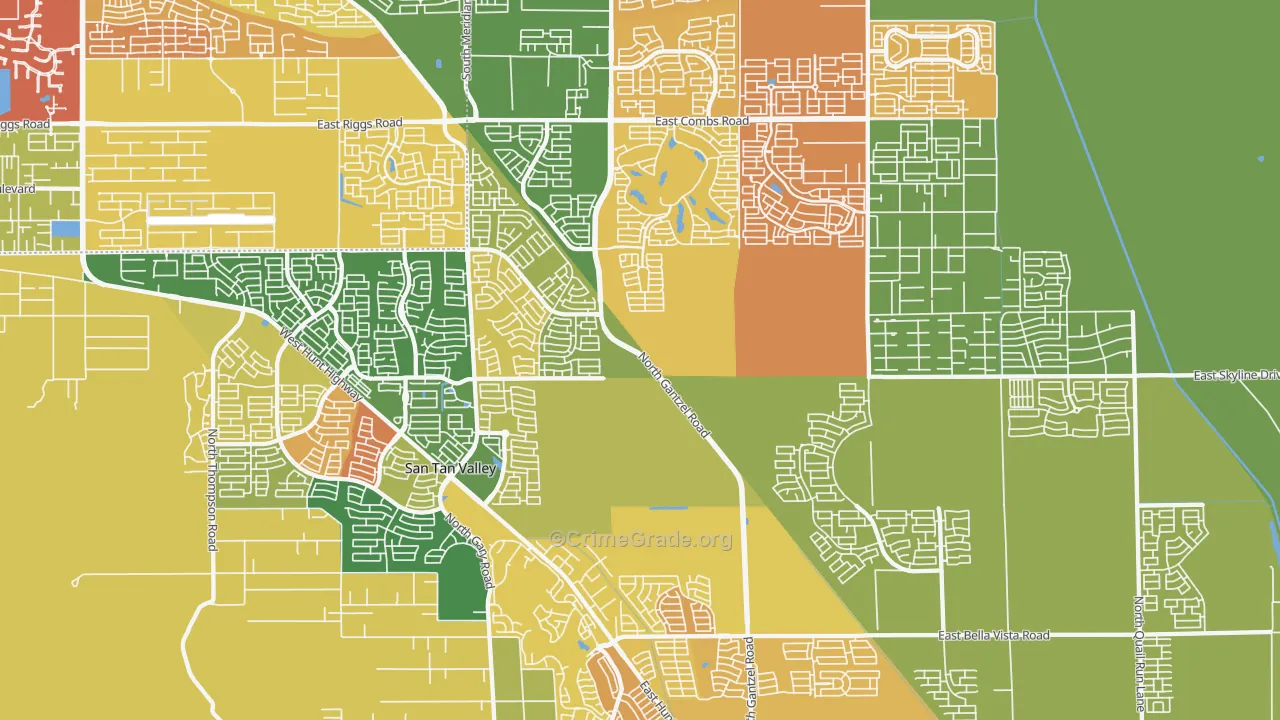 San Tan Valley, AZ Map of Murder Rates