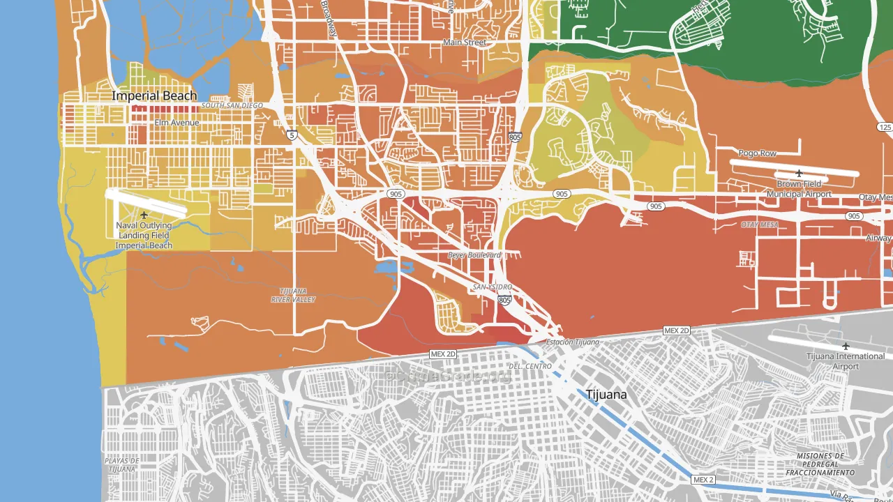 San Ysidro, CA Map of Murder Rates