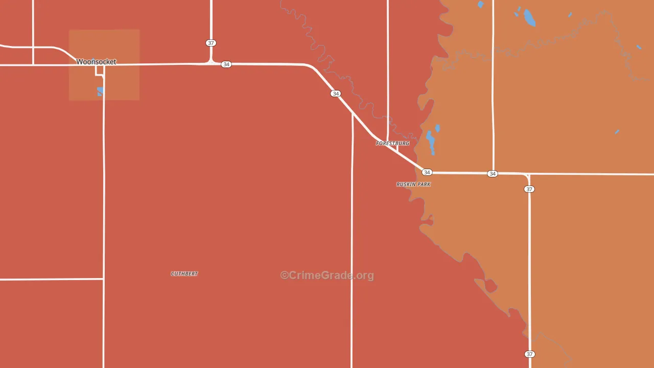 Sanborn County, SD Map of Murder Rates