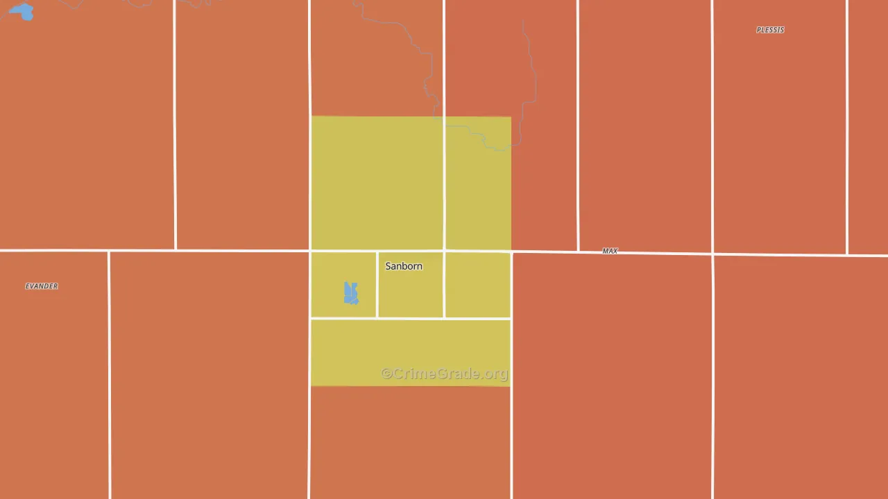 Sanborn, IA Map of Murder Rates