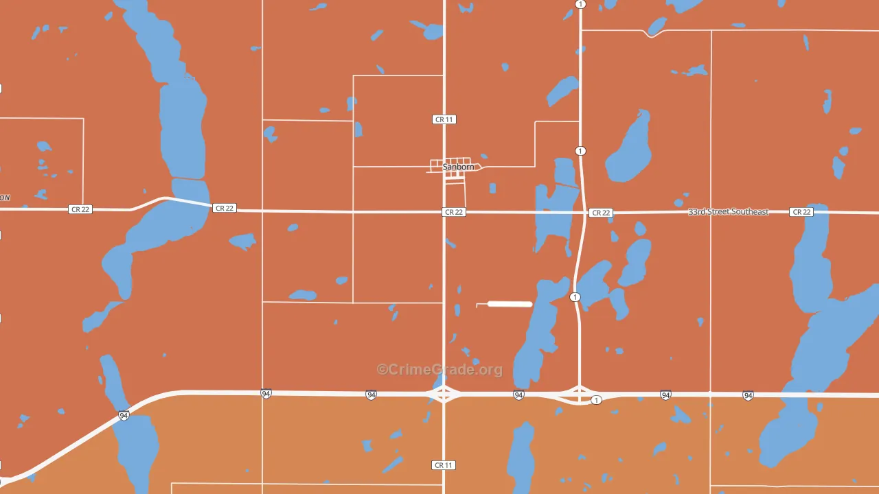 Sanborn, ND Map of Murder Rates
